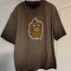 Pokemon tapestry Brown T-Shirt with Psyduck Patch